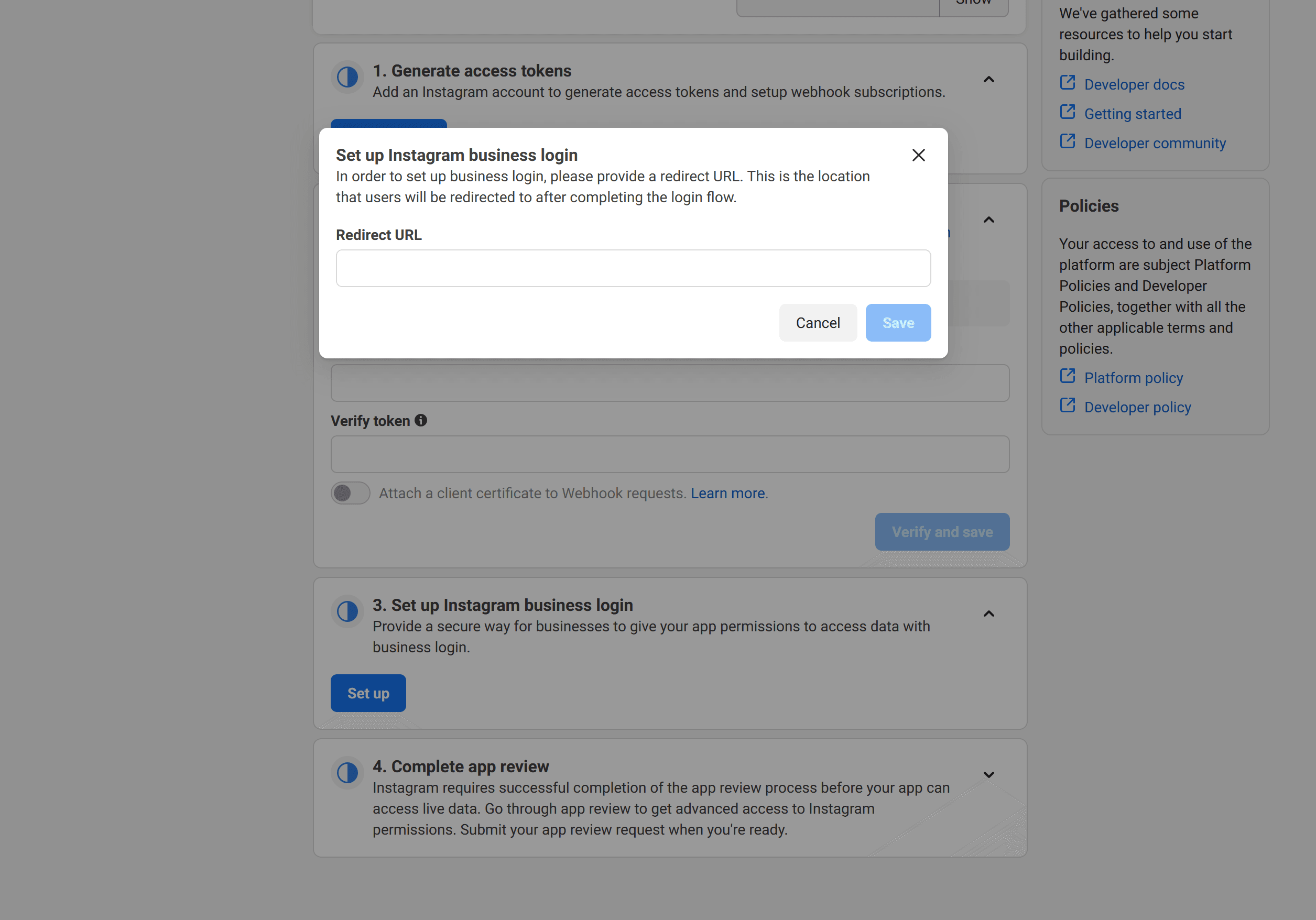 Set up redirect URI